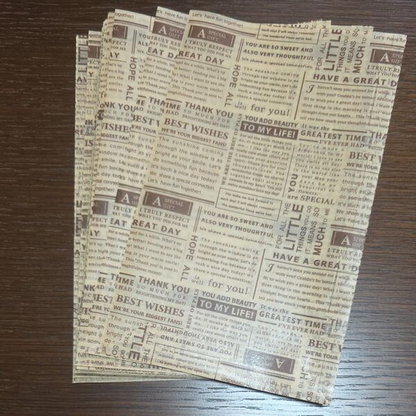 英字新聞柄 10枚セット ラッピング 平袋