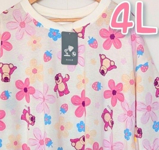 レア!ロッツォ いちご柄 花柄Tシャツ 4L ディズニー