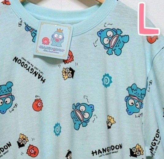 ハンギョドン 40周年 記念 Tシャツ 総柄 Lサイズ サンリオ