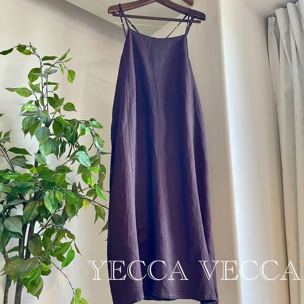 YECCA VECCA キャミワンピース ブラウン ナチュラルワンピ 紐調整可 フリー