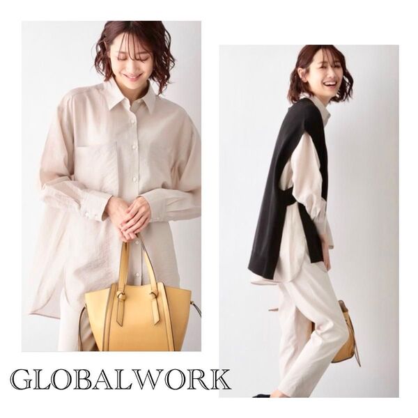 GLOBALWORK シアー カラーシャツ フリーサイズ 羽織 カーディガン 紫外線対策 冷房対策
