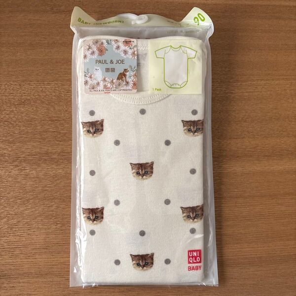 ユニクロ UNIQLO ポール&ジョー ねこ柄 半袖 ボディスーツ 90 ロンパース 肌着