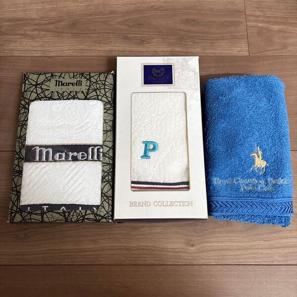 フェイスタオル2枚 ウォッシュタオル1枚 marelli Portland House ポロクラブ タオル3枚セット