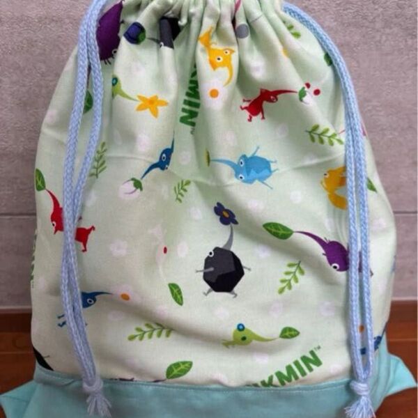 着替え袋 ピクミン 緑 巾着袋 体操服袋 入園準備 入学