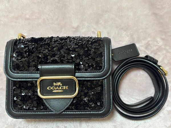 【入手困難!完売品!】COACH ショルダーバッグ スパンコール ブラック