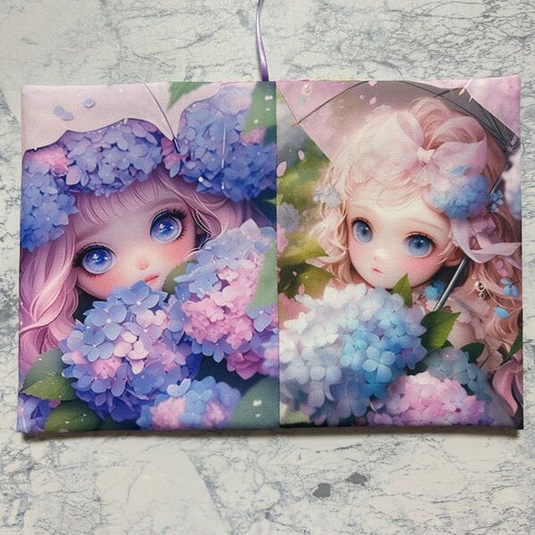 ブックカバー ハンドメイド 文庫本 紫陽花と女の子