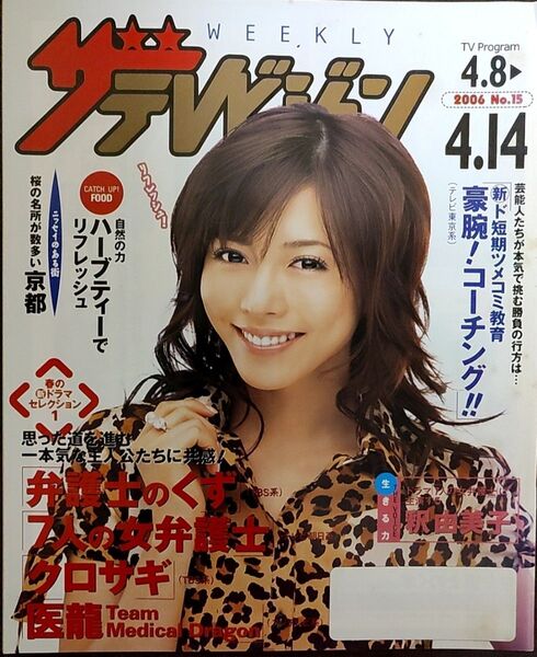 ★釈由美子表紙のニッセイザテレビジョン2006年4月8日号★伊藤英明、坂口憲二、北村一輝