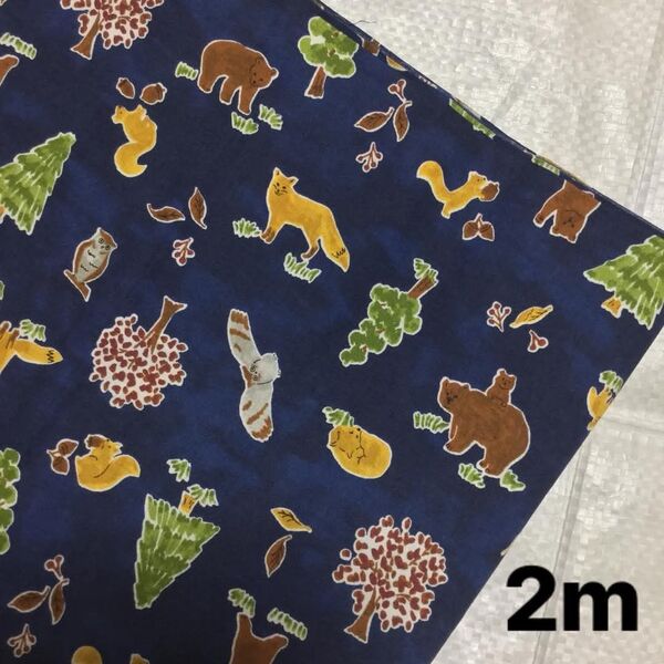 No.256 ④【動物柄】コットン100% シーチング生地 ハギレ 2m