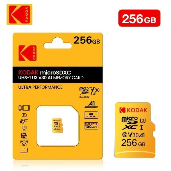 【翌日発送!】Kodak microSDXC 256GB UHS-1 U3 V30 A1 高速メモリーカード