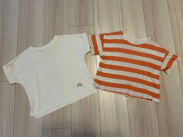 ユニクロUNIQLO半袖100Tシャツワンポイント男の子女の子白無地2枚セットエアリズム