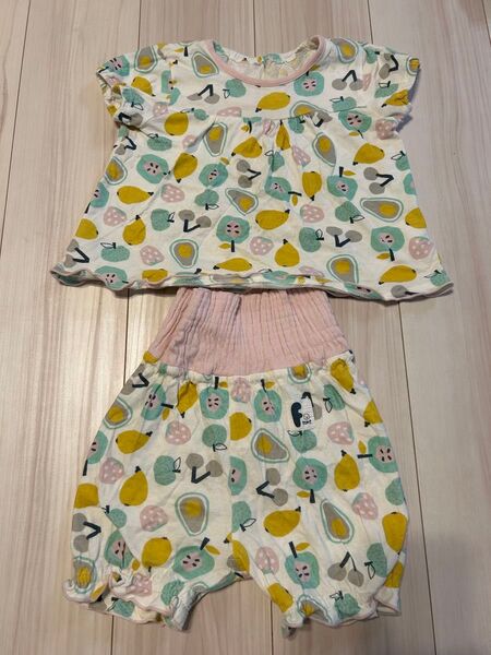 フルーツ柄半袖パジャマ90夏物夏用短パン半ズボンキッズ女の子供部屋着ルームウェア