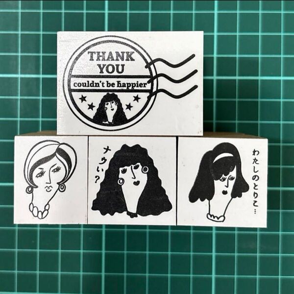 BOONGOO スタンプ はんこ マダムズ thank you 4つ まとめ売り