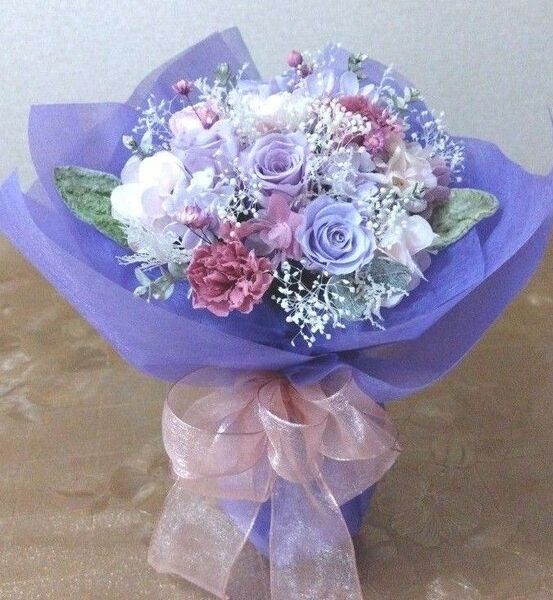プリザーブドフラワーアレンジ ブーケ ウェディング 花束 お供え花 誕生日花 お祝い 喜寿