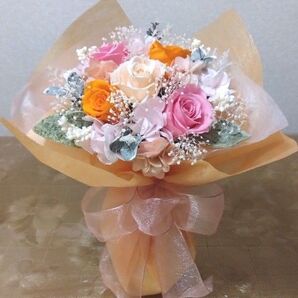 プリザーブドフラワーアレンジ ブライダル ブーケ 花束 お供え花 仏花 誕生日 お祝い 送別花 ウェディング