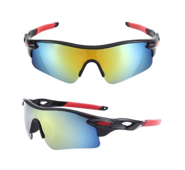 T080 ライディングメガネUV400 紫外線カット 超軽量 耐衝撃 サングラス黒赤 a