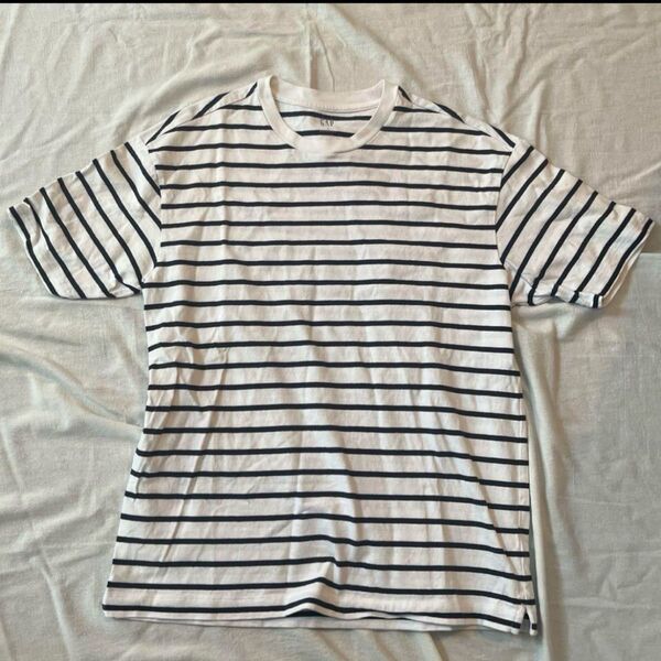 GAP ボーダー ストライプ Tシャツ ヘビーウェイト S 古着 ゆったり 半袖 クルーネック ボーダーTシャツ カットソー
