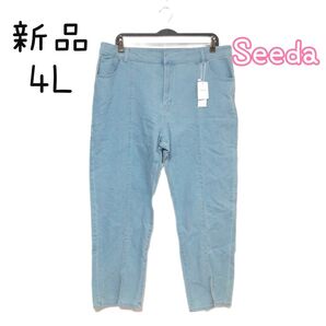 新品 レディース Seeda ズボン パンツ デニム スリット入り 大きいサイズ 4L