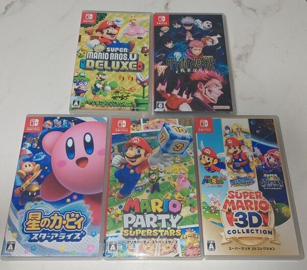 Switch ゲーム ソフト 5本 セット まとめ売り マリパ スーパーマリオ デラックス 星のカービィ 呪術廻戦