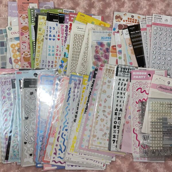 韓国作家 百均 100円ショップ シール ステッカー セット 100枚 ストーン 硬質ケースデコ ハンドメイド 文房具