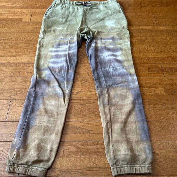 2万円位【COTTON CITTIZEN】コットンシチズン(アメリカ製)レディースL【カーキ系タイダイ柄スウェットジョガーパンツ】