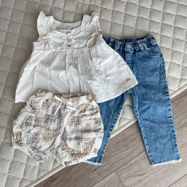 バースデイ テータテート ブラクロ 夏服まとめ売り デニム ハーフパンツ ブラウス 100