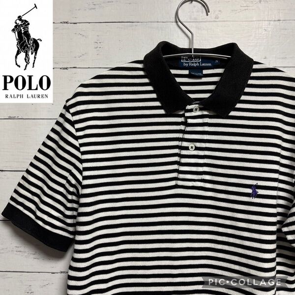 Polo by Ralph Lauren M 刺繍ロゴ ポロシャツ ボーダー柄 ポロラルフローレン