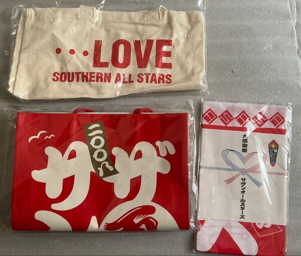 サザンオールスターズ30周年記念グッズ 手拭い 紙袋 LOVE ミニトートバッグ非売品の3点セット