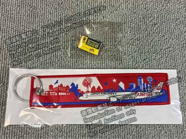 JAL フライトタグ A350-1000 キーホルダー ピンバッジ 2006サッカー 非売品