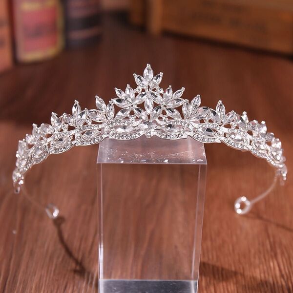 ティアラ リーフフラワー シルバー ウェディングブライダル アクセサリー 結婚式 ヘッドドレス
