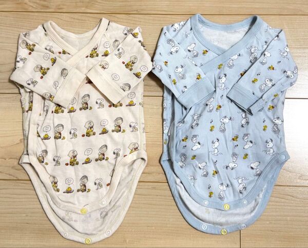 【美品】ユニクロ・スヌーピー肌着ロンパース2枚セット(60)
