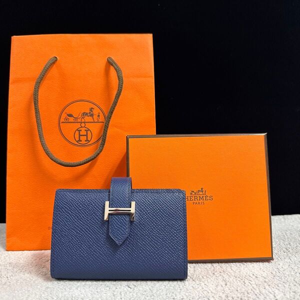 HERMES ベアンミニ エルメス ベアン ミニ 財布 エプソン レア 二つ折り シルバー金具 レザー