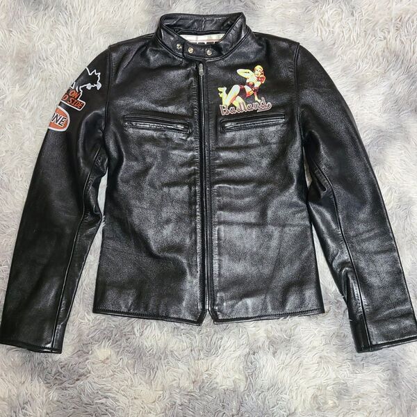 希少☆ オゾンコミュニティ シングル ライダース ジャケット 牛革 ブラック HYSTERIC GLAMOUR