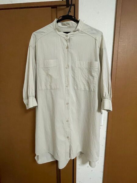 シーズンリーズン バンドカラー ロングシャツ チュニックシャツ シャツワンピース