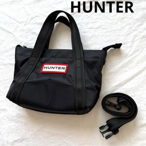 HUNTER(ハンター)ナイロン ミニバッグ ショルダー 2way ブラック 斜め掛けバッグ