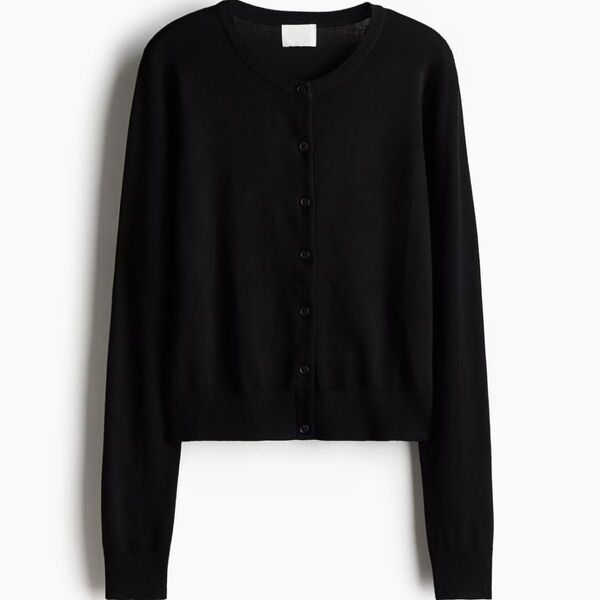 【美品】H&M(エイチアンドエム)ファインニットカーディガン ブラック Sサイズ