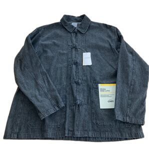 coen コーエン オリジナルデニム風 クロスチャイナジャケット ブラック ダークグレー 未使用