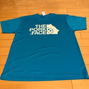 THE PORK FACE パロディTシャツ ターコイズブルー Lサイズテニスウェアー