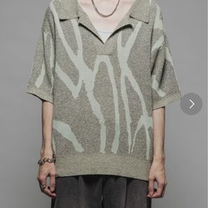 Casper John マーブルスキッパーニットポロシャツ グリーン Mサイズ キャスパージョン