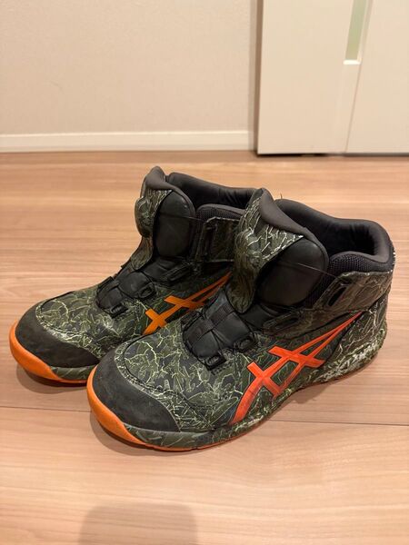 asics アシックス 安全靴 BOAシステム ウィンジョブ ハイカット 27.5cm マントルグリーン×ハバネロ