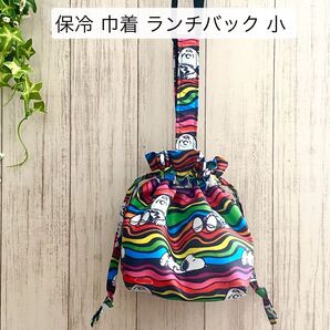 保冷 巾着 ランチバック 小サイズ バックinバック スヌーピー【166-小 カラフルねじれ柄】