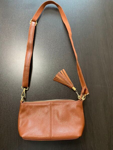 ミニショルダーバッグ ブラウン レザー