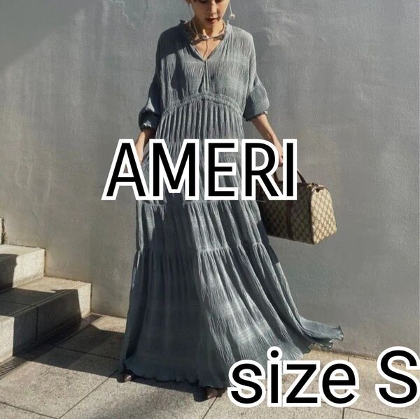 AMERI VINTAGE SHIRRING PLEATS DRESS ミント