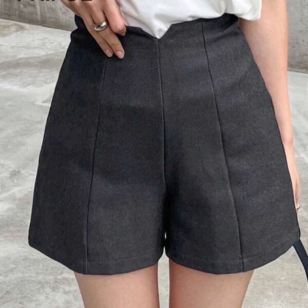 FRIFUL 女性用無地ワイドレッグルーズカジュアルショーツ、多用途,半ズボン S