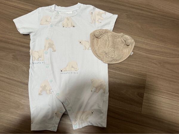 ジェラートピケ ジェラピケ 70 ロンパース 冷感 半袖 ベビー 夏服 スタイ