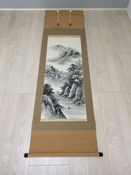 水墨山水 華山 掛け軸