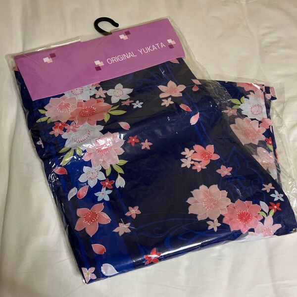 【新品】ORIGINAL YUKATA 紺 ブルー ネイビー 花柄