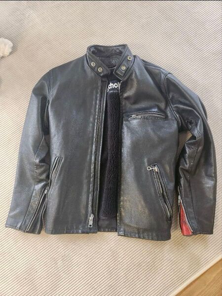 Schott ブラック シングルライダースジャケット