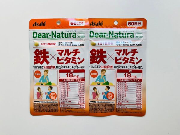 アサヒ ディアナチュラ スタイル 鉄×マルチビタミン 60日分×2袋