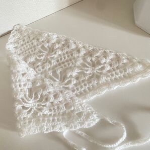 ハンドメイド 白 大人可愛いバブーシュカ