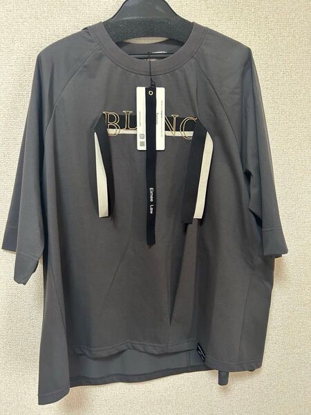 新品 今季 新作 エイミーロウ テープロゴ エンブロヘム タックラグランTシャツ チャコール